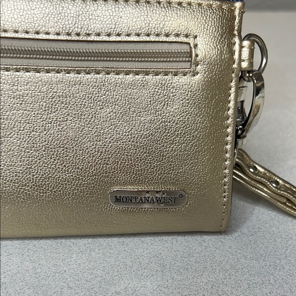 Montana West Gold Metallic Wallet with Textured Finish